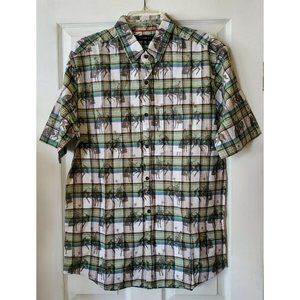 CLASSIC FIT MENS COTTON SHORT SLEEVE BUTTON DOWN POLO THEMED SHIRT SIZE M NWOT